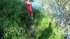 Petite girl screams for help she is lost in nature, I help her but she sucks cock well Thumb