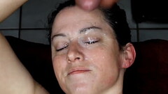 My cum dumpster gets a huge homemade facial load right in her eye Thumb