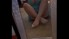 Hot blonde wife with big tits plays with pussy in homemade video while hubby is working. Thumb