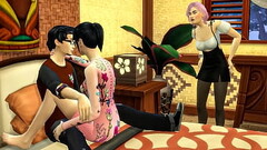 Japanese wife shares her husband with her best friend for his birthday - asian threesome Thumb