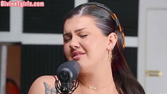Tgirl goddess fucks in interracial duo in singing booth Thumb