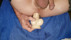 Twink takes huge dildo slow and deep Thumb