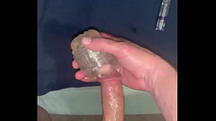 Solo Male edging and cumming with a fleshlight quickshot Thumb