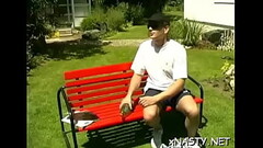 Aroused blonde Marlen gets shaved quim fucked Thumb