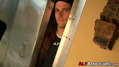 Sexy tattooed amateur jock jerks off while voyeur watches Thumb