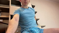 Naughty Boy Jerking Cute Cock and CUMMING Hard Close Up Thumb