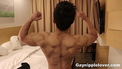 Hot Nipple play and muscle worship muscle Asian guy Thumb