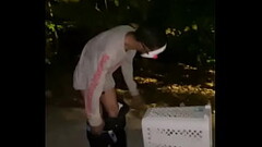 Married Twink Stripping naked outside at night Thumb