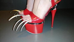 LADY L RED HIGH HEELS AND MEGA LONG METAL NAILS (video short version) Thumb