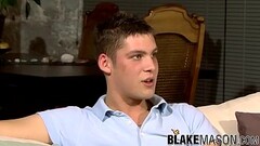 Amatuer British jock stroking his big dick after interview Thumb