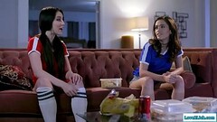 Brunette loses bet and has to lick bff Thumb