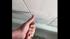 Wanking My hard wet dick in my shower with big cumshot Thumb