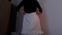 Secretary crossdresser in satin shirt Thumb