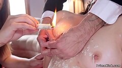 Teen sub waxed and fucked in threesome Thumb