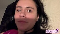 Abby Kiss Pulls Big Vibrator From Her Little Pussy and Throat Fucks Herself With It Thumb