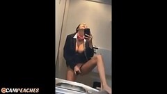 Campeaches - *MUST SEE* Hot Stewardess Live on public plane flight masturbating nude Thumb