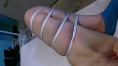 Tied up teen gets played with Thumb