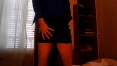 Crossdresser enjoying my wife'_s new sexy secretary dress and blue blazer Thumb