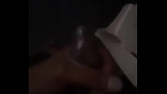 guy masturbating over condom Thumb