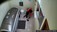 Girl playing with her pussy in solarium Thumb